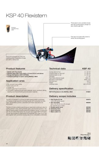 Mafell KSP40 professzionális, ipari hordozható merülő körfűrész