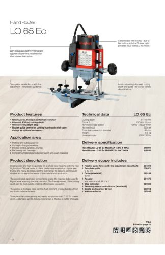 Mafell LO 65 EC ipari felsőmarógép MidiMAX