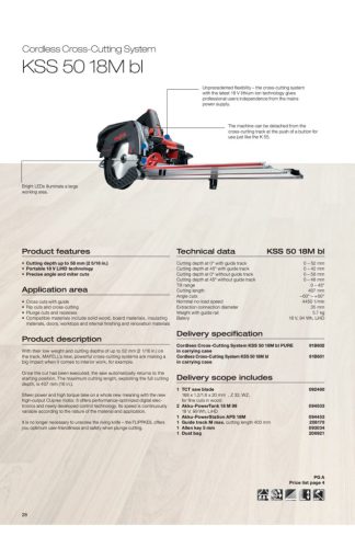 Mafell KSS 50 18M sínfűrész kofferben akkumlátorral