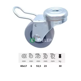   BDPE 0405 1001 Forgó-fékes kerék, 40 mm, 30 kg teherbírás, furatos felfogatás