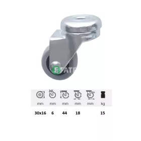   JDPE 0305 1001 Forgó kerék, 50 mm, 15 kg teherbírás, furatos felfogatás