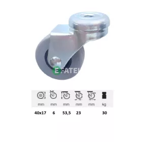   JDPE 0405 1001 Forgó kerék, 40 mm, 30 kg teherbírás, furatos felfogatás