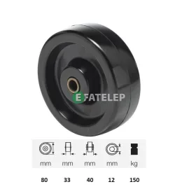   WLFL 0802 1000, Hőálló (+280oC-ig), fenolgyantával kevert futófelület,  80 mm átmérő, 150 kg teherbírás, persely csapágyazás