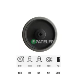   WPPE 1603 5000, prémium ECOFORMA tömörgumi futófelület, 160 mm átmérő, 200 kg teherbírás, golyós csapágyazás