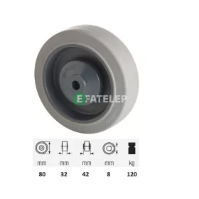   WPPF 0802 5100, prémium PERFORMA tömörgumi futófelület, 80 mm átmérő, 120 kg teherbírás, golyós csapágyazás