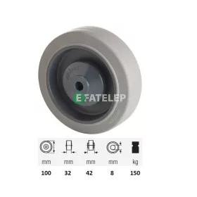   WPPF 1002 5100, prémium PERFORMA tömörgumi futófelület, 100 mm  átmérő, 150 kg teherbírás, golyós csapágyazás