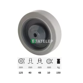   WPPF 1252 5100, prémium PERFORMA tömörgumi futófelület, 125 mm átmérő, 180 kg teherbírás, golyós csapágyazás